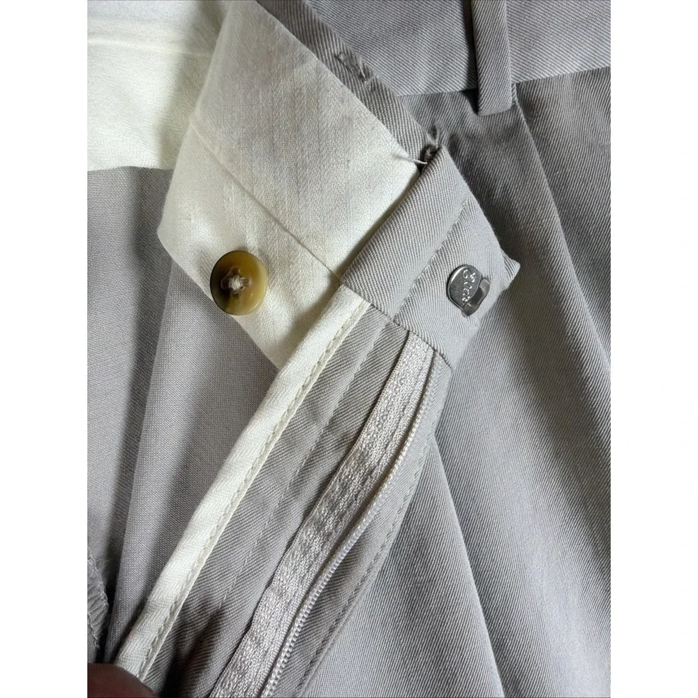Lands End Mens 44 Regular Pleated Dress Pants Taupe Gray